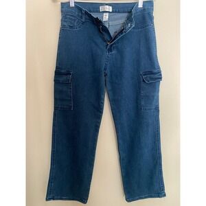Just Be Cargo Cropped Jeans Womens Medium Blue Denim Casual Pants